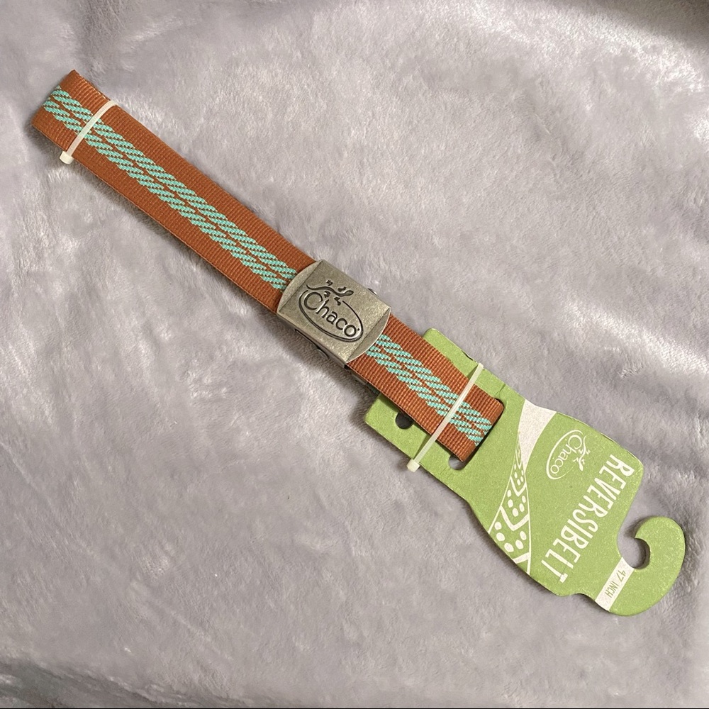 NWT Chaco teal and brown 47” belt, reversible!!